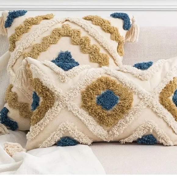 Boho Tufted Tassel Throw Pillow Covers -set of 2 - Picture 8 of 8